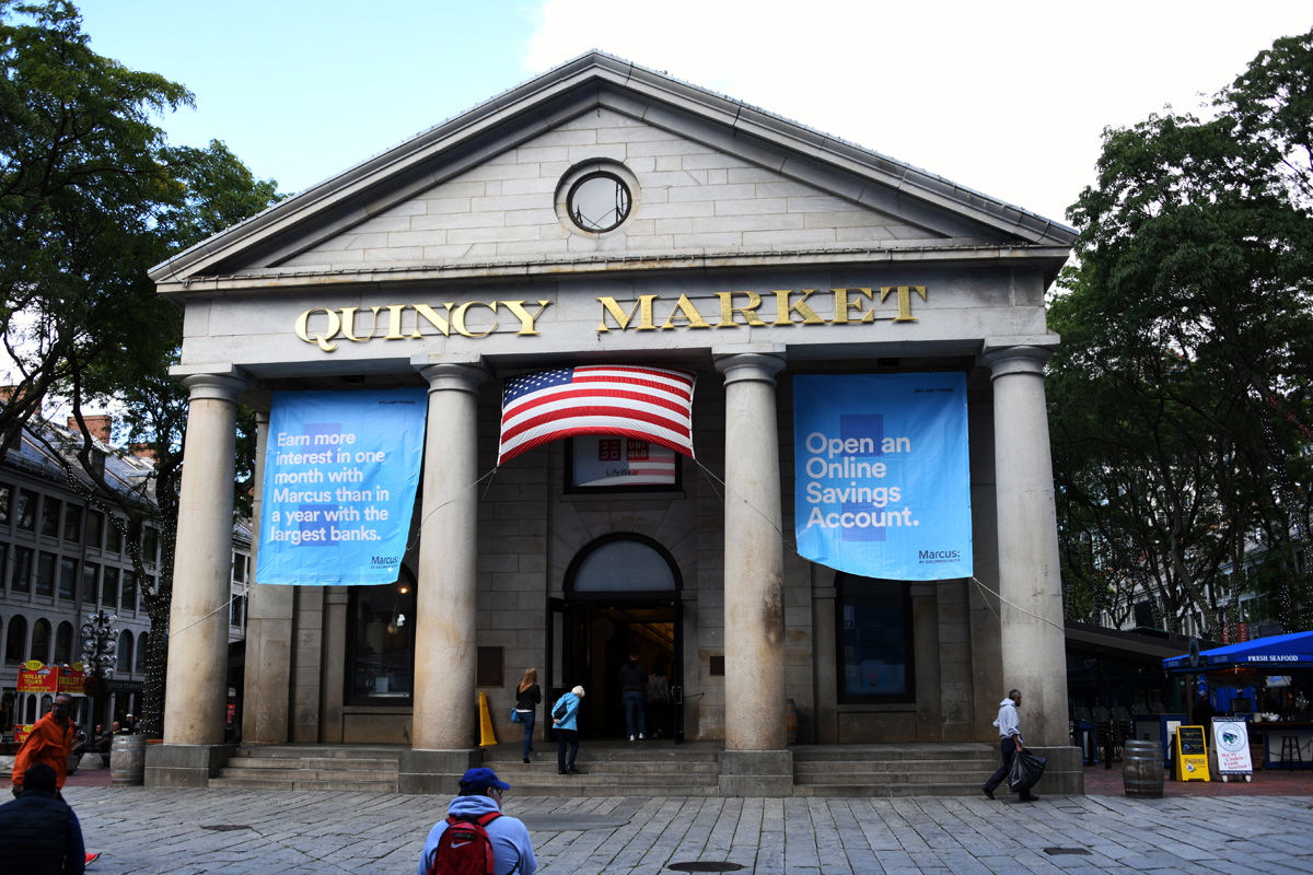 174 Quincy Market in downtown Boston is a historic complex of novelty carts, shops, food stands and performers..jpg